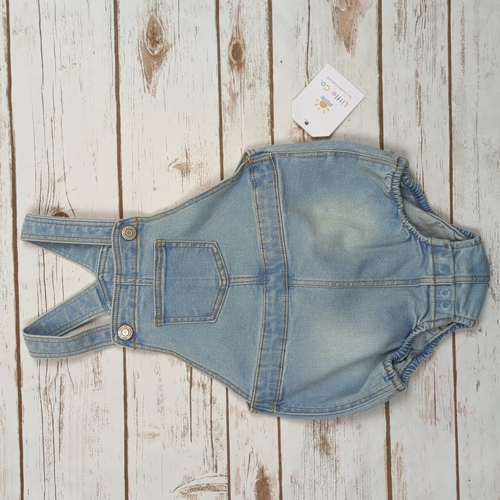 NWT! Little Co. Denim Overall Shorties 24M
